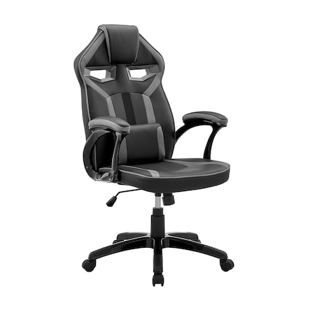 Armen Living Aspect Adjustable Racing Gaming Chair in Black Faux Leather and Dark Gray Mesh LCASGCGRYBLK